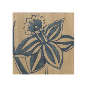 Indigo Daffodil Wood Wall Decor