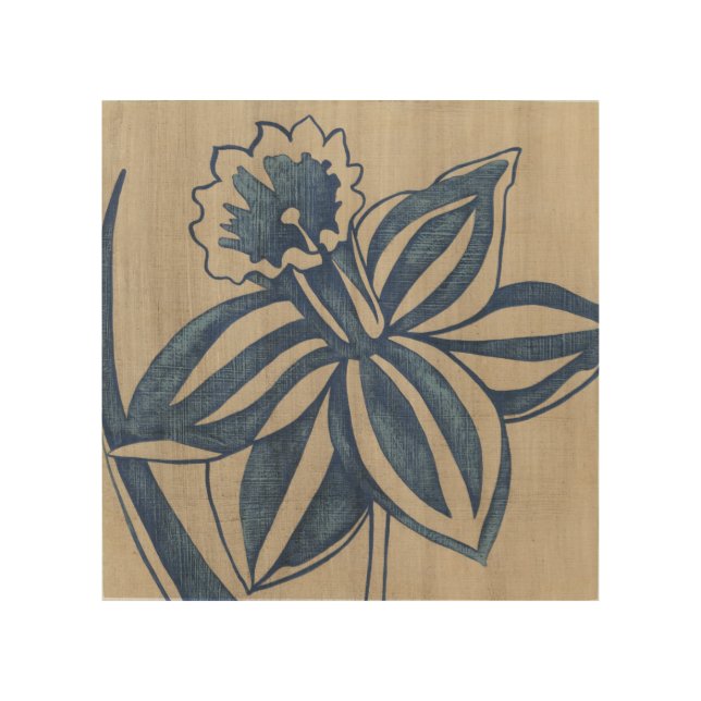 Indigo Daffodil Wood Wall Decor (Front)