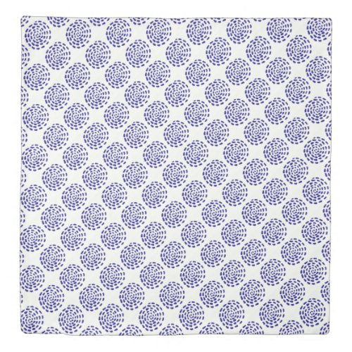 Indigo dark blue circle pattern double sided duvet cover