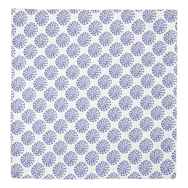 Indigo dark blue circle pattern double sided duvet cover (Front)