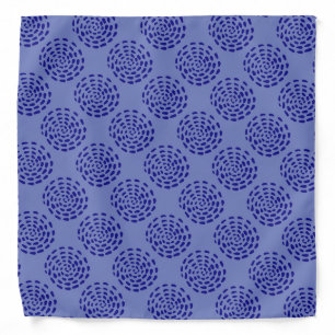 Indigo dark blue striped circle pattern on white bandana
