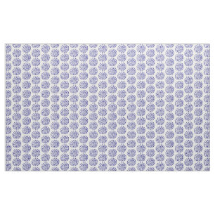 Indigo dark blue striped circle pattern on white fabric