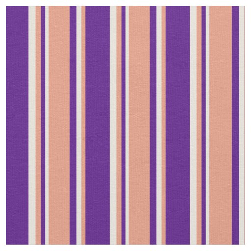 Indigo, Dark Salmon & Beige Lined/Striped Pattern Fabric
