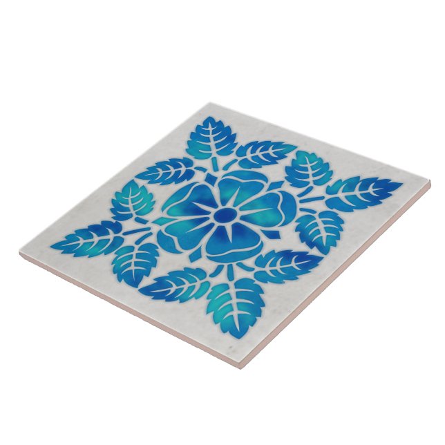 Indigo decorative ceramic tile (Side)