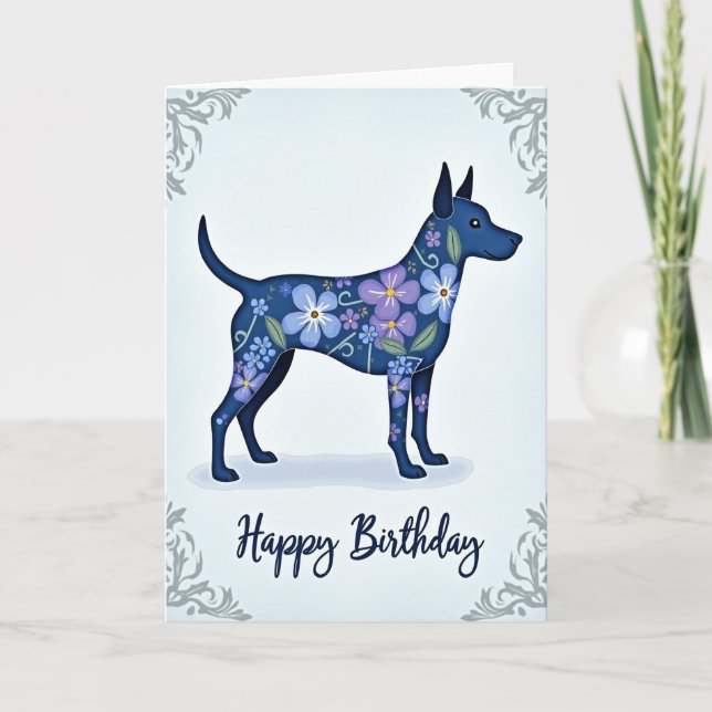 Indigo Dog Birthday Card (Front)