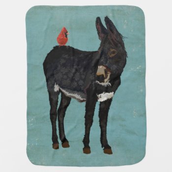 Indigo Donkey & Cardinal Baby Blanket by Greyszoo at Zazzle