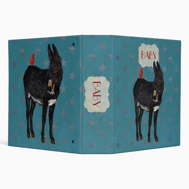 INDIGO DONKEY & CARDINAL BABY Book 3 Ring Binder (Background)