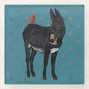 INDIGO DONKEY & CARDINAL GLASS COASTER