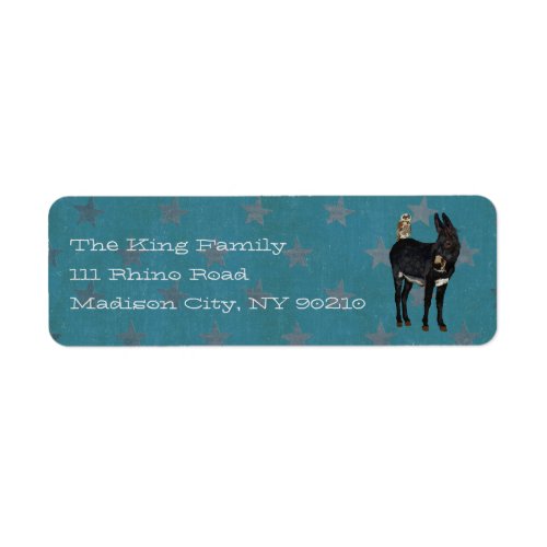 INDIGO DONKEY  OWL Address Label