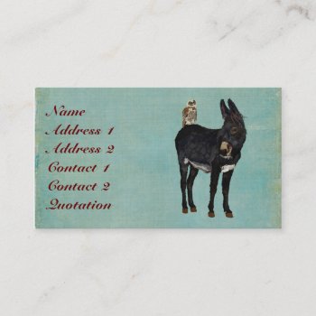 Indigo Donkey & Owl Business Card by Greyszoo at Zazzle