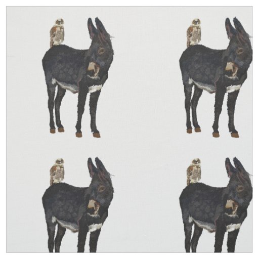 INDIGO DONKEY & OWL Fabric
