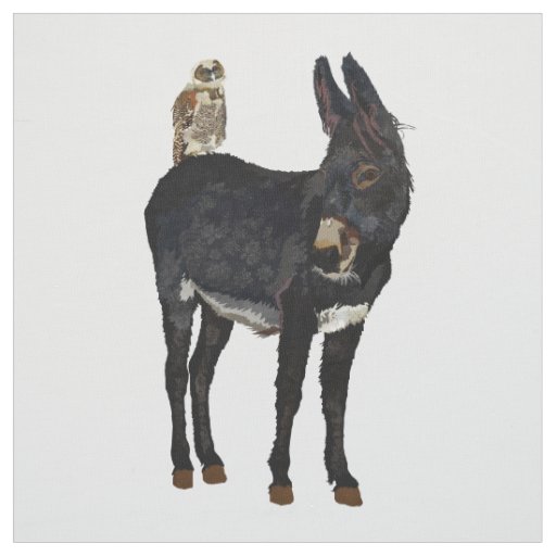 INDIGO DONKEY & OWL Fabric