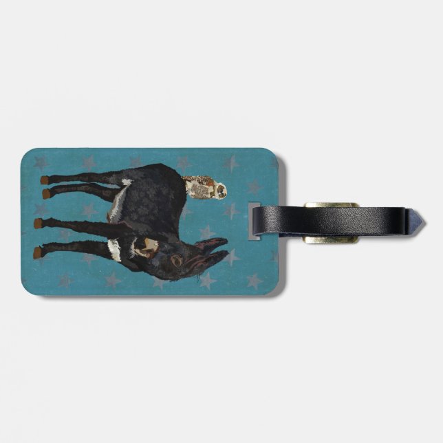 INDIGO DONKEY & OWL Luggage Tag (Back Horizontal)