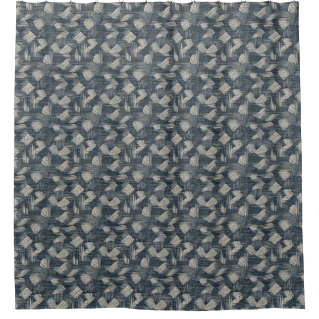 Indigo Dreams Unleashed Shibori Japanese Shower Curtain (Front)