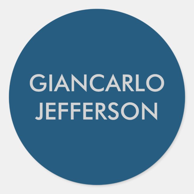 Indigo Dye Blue Minimalist Professional Your Name Classic Round Sticker (Front)