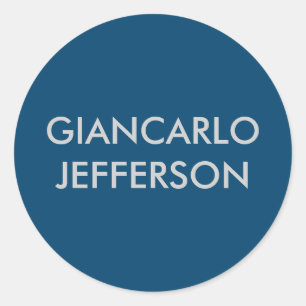 Indigo Dye Blue Minimalist Professional Your Name Classic Round Sticker