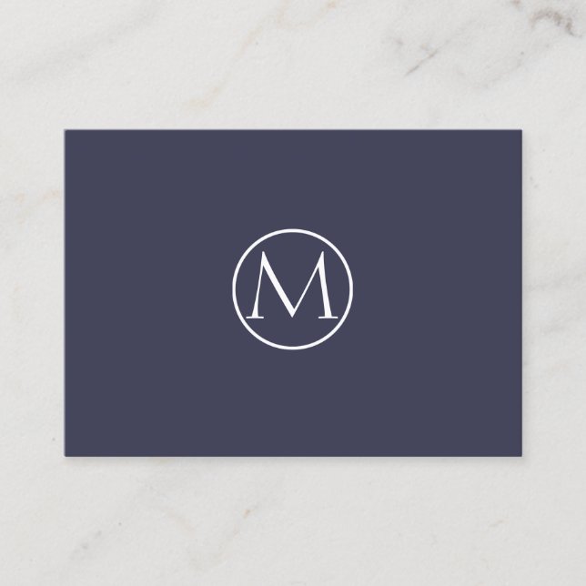 Indigo Elegant Monogram Business Card (Front)