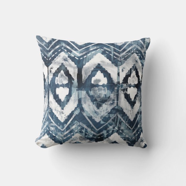 Indigo Extraction - Geometric Throw Pillow (Front)