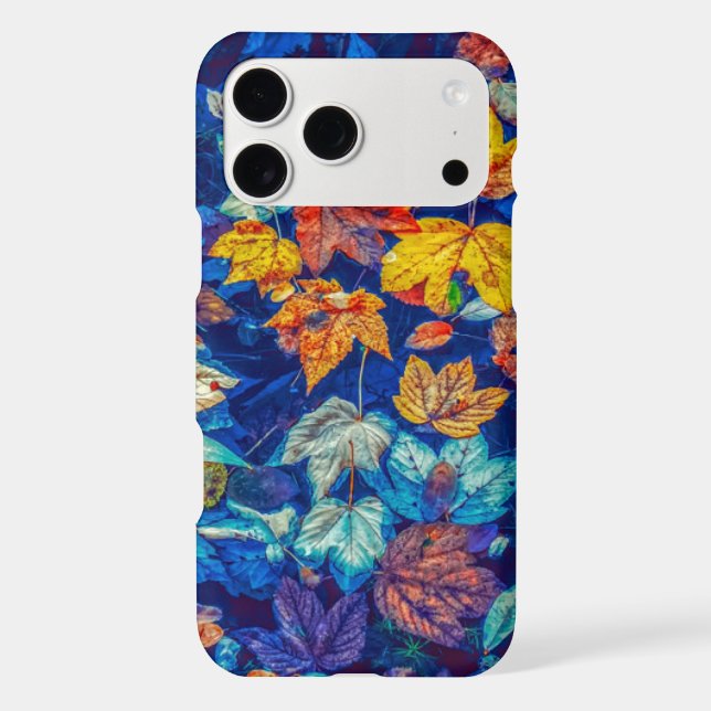 Indigo fall leaves swirl pattern iphone case (Back)