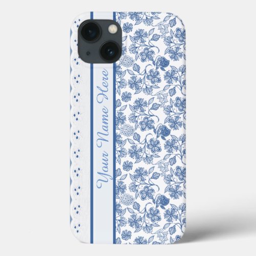 Indigo Floral Faux Lace Samsung Galaxy Note 4 Case