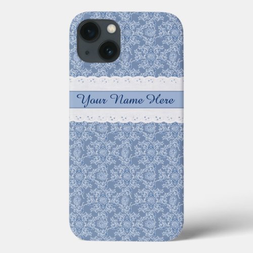 Indigo Floral Faux Lace Samsung Galaxy Note 4 Case