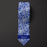 Indigo Floral Monogram Neck Tie<br><div class="desc">Make a stylish statement with our Indigo Floral Monogram Neck Tie. The indigo hue and floral monogram design add a touch of sophistication to your wedding attire. Don't forget to explore our matching socks to complete your look.</div>