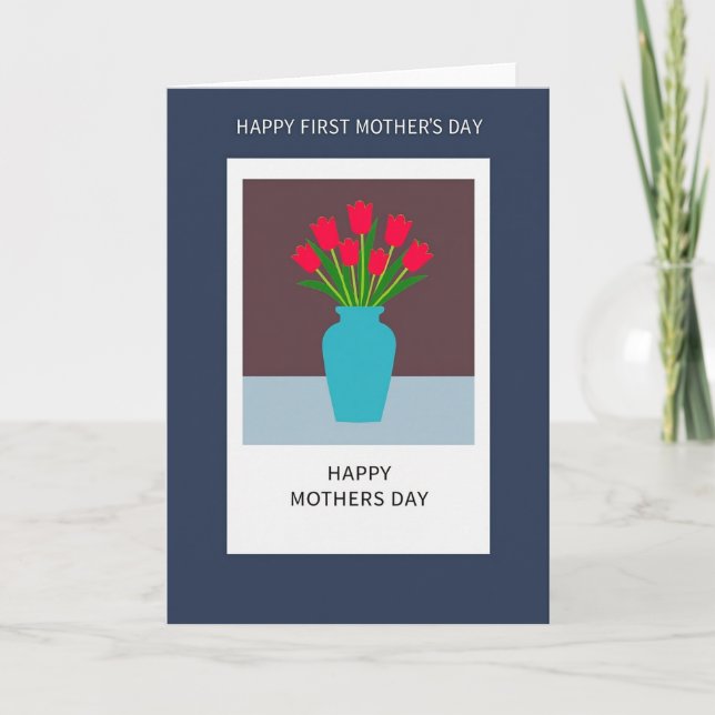 Indigo Floral Mothers Day Card (Front)