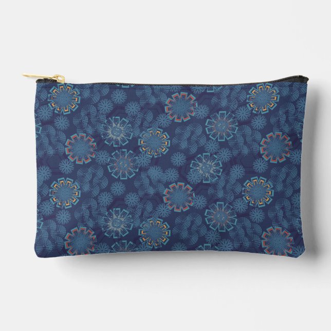 Indigo Floral Pattern Cosmetic Pouch (Front)