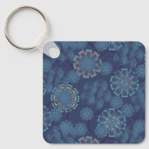 Indigo Floral Pattern Keychain