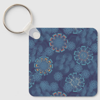 Indigo Floral Pattern Keychain