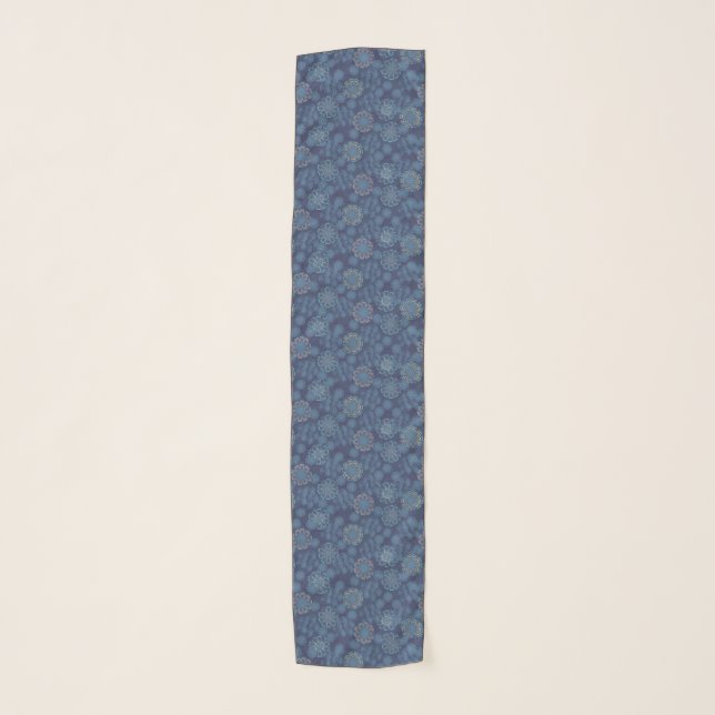 Indigo Floral Pattern Scarf (Front)