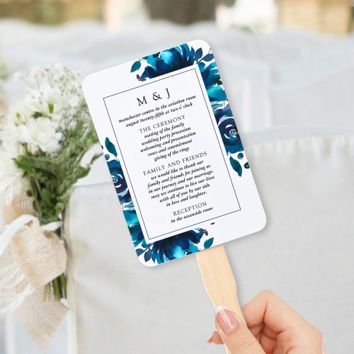 Indigo Floral Wedding Invitation Program Fan