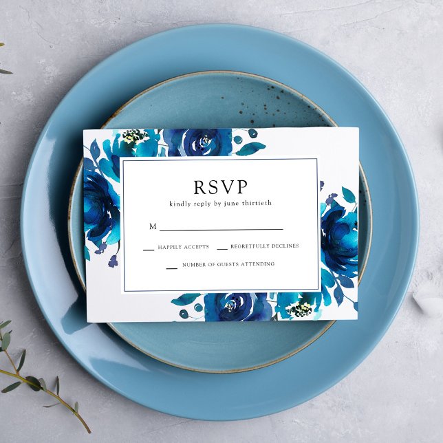Indigo Floral Wedding RSVP (Creator Uploaded)