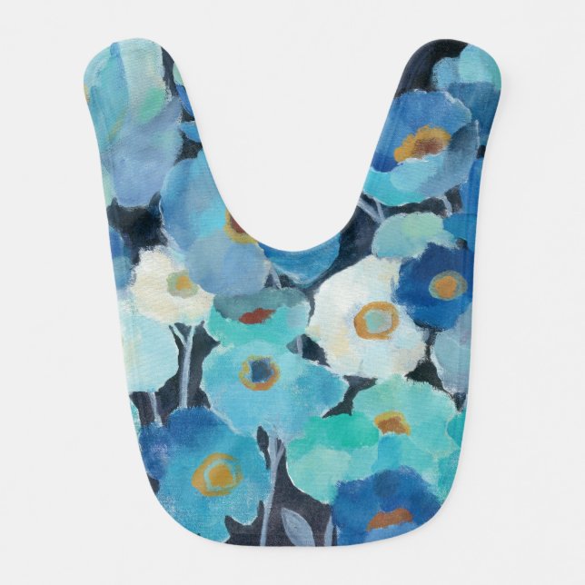 Indigo Flowers Baby Bib (Front)