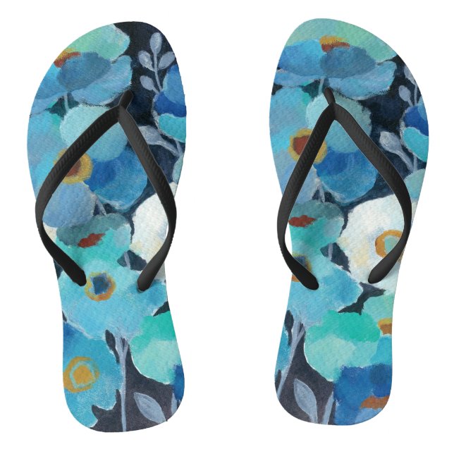 Indigo Flowers Flip Flops (Footbed)
