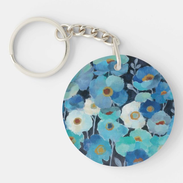 Indigo Flowers Keychain (Front)
