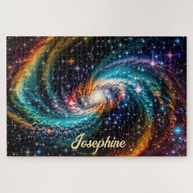 Indigo Galactic Spiral in Deep Outer Space Name Jigsaw Puzzle (Horizontal)