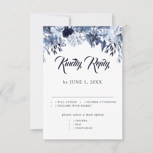 Indigo Garden RSVP Card with Meal Choices