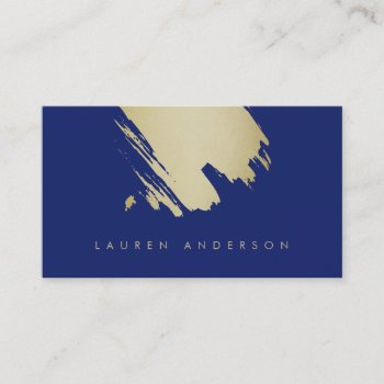 Indigo Gold Brushstrokes Chic Business Card by TheCultureVulture at Zazzle