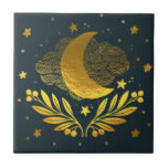 Indigo Golden Moon Ceramic Tile at Zazzle