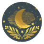 Indigo golden moon classic round sticker