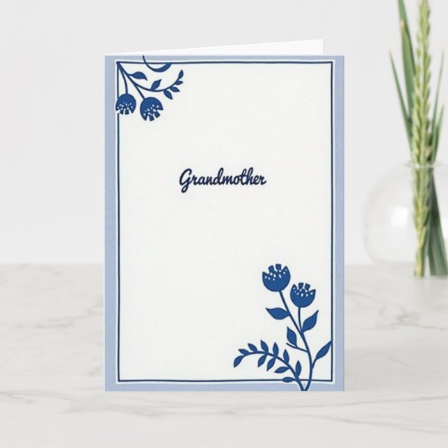 Indigo Grandmother Floral Card (Front)