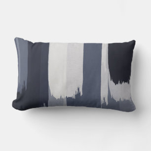 Indigo Gray Blue Brushstrokes  Lumbar Pillow