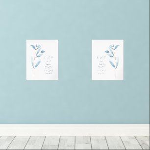 Indigo hand painted watercolor Be Still and Know Wall Art Sets