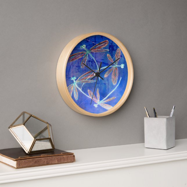 Indigo Haze Dragonfly Flit Clock (Office)