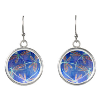 Indigo Haze Dragonfly Flit Earrings