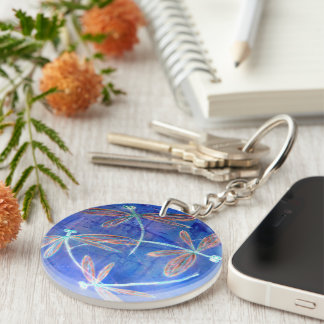 Indigo Haze Dragonfly Flit Keychain