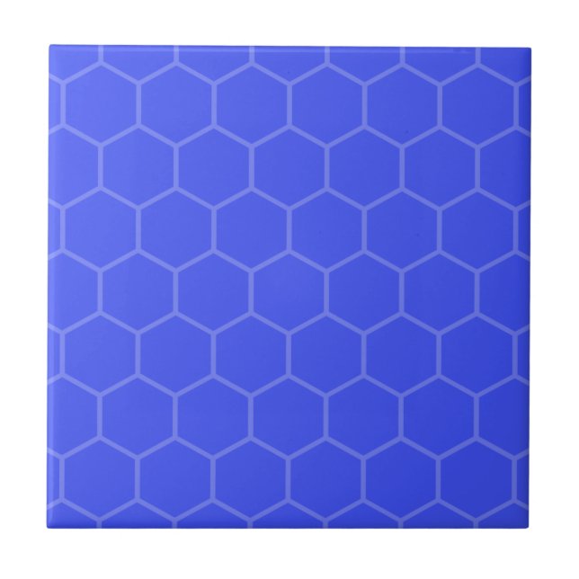 Indigo hexagon geometric mosaic design ceramic tile (Front)