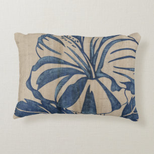 Indigo Hibiscus Decorative Pillow