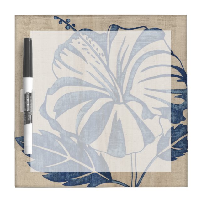 Indigo Hibiscus Dry Erase Board (Front)